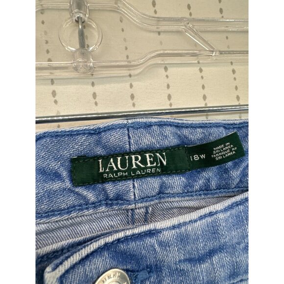 Lauren Ralph Lauren Womens Jeans Sz 18W Cropped Embroidered Raw Hem Blue Stretch - Picture 5 of 15